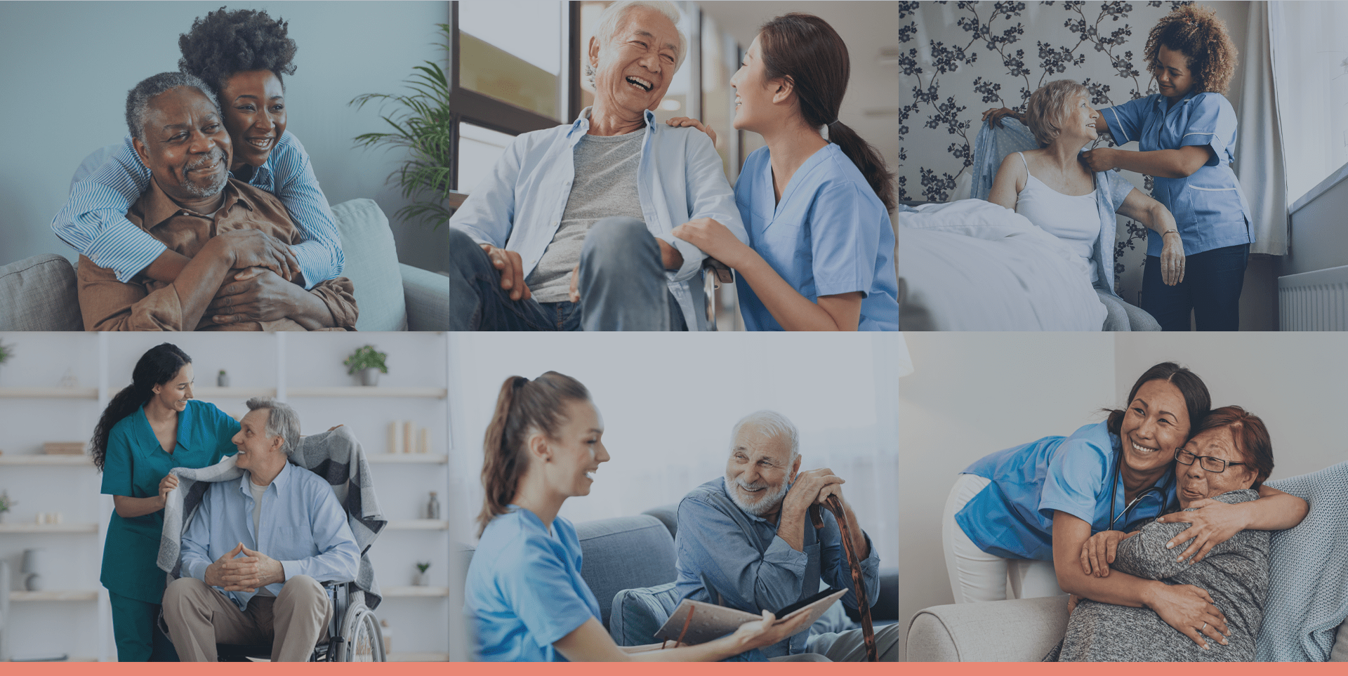 Mosaic of Numerous Images with Home Caregivers and Their Patients